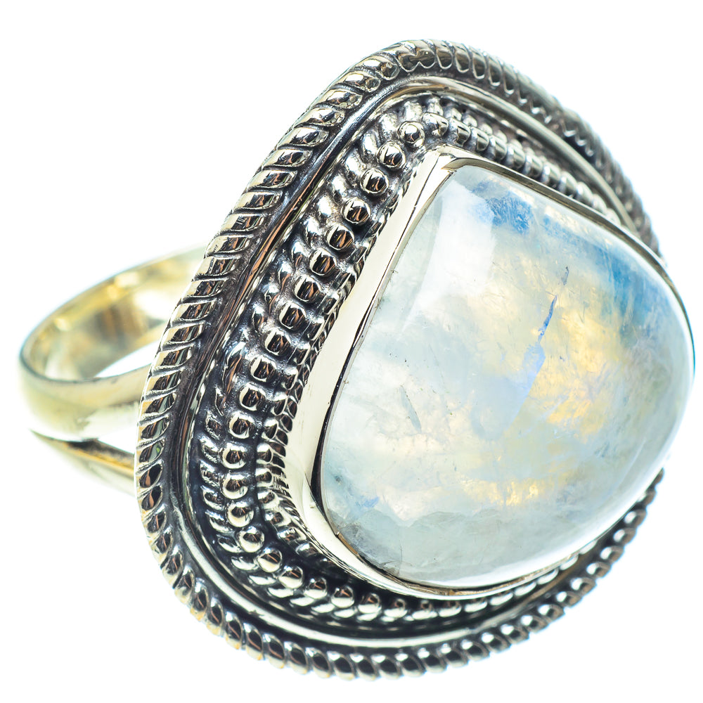 Rainbow Moonstone Rings handcrafted by Anasilvercos - RING58416
