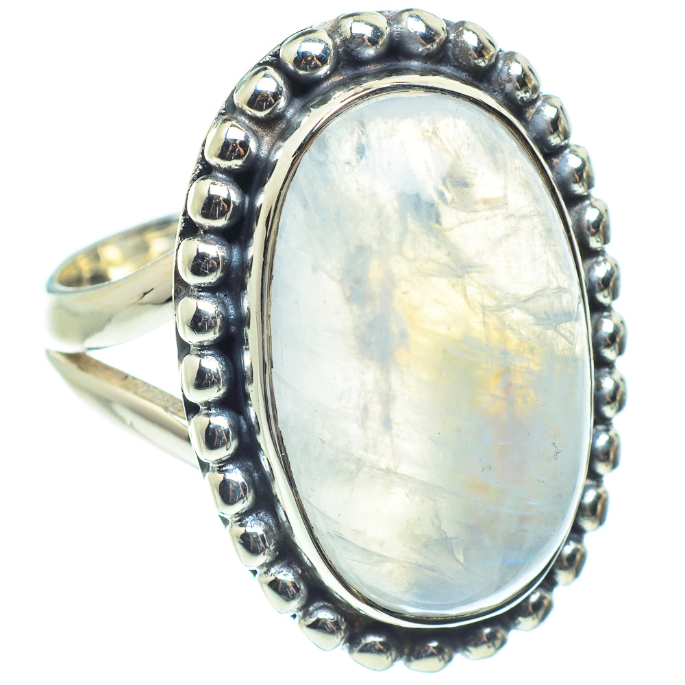 Rainbow Moonstone Rings handcrafted by Anasilvercos - RING58417