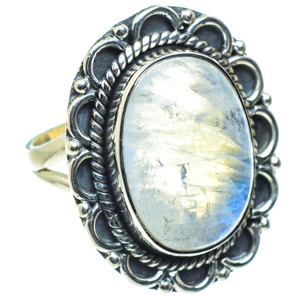 Rainbow Moonstone Rings handcrafted by Anasilvercos - RING58447