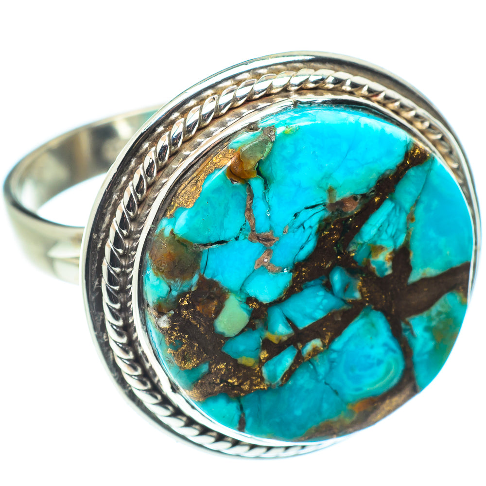 Blue Copper Composite Turquoise Rings handcrafted by Anasilvercos - RING58465