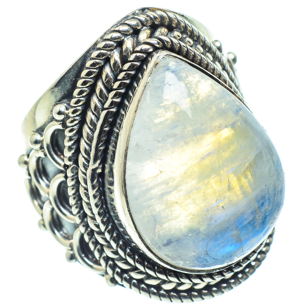 Rainbow Moonstone Rings handcrafted by Anasilvercos - RING58485