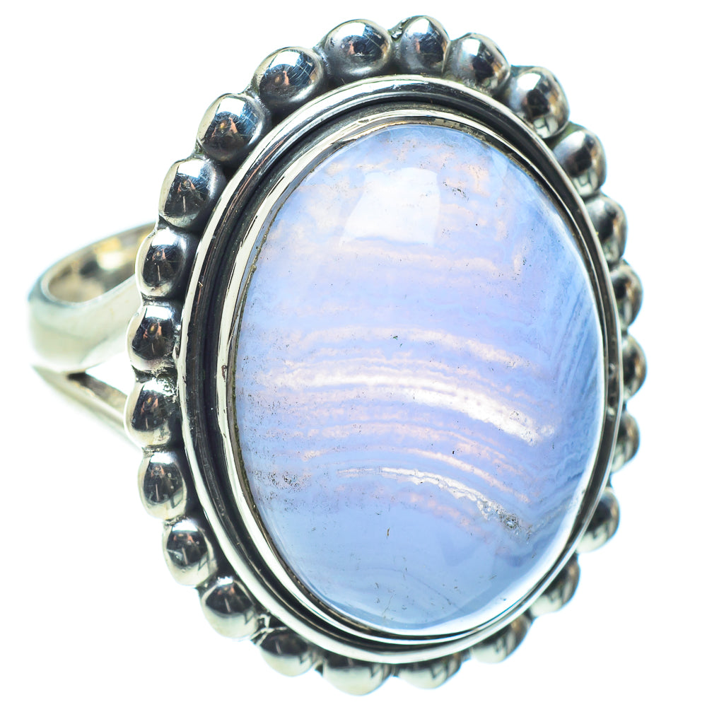 Blue Lace Agate Rings handcrafted by Anasilvercos - RING58498