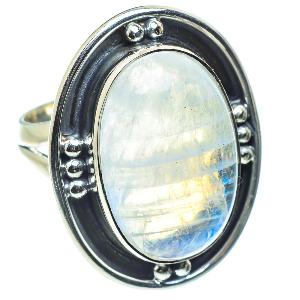 Rainbow Moonstone Rings handcrafted by Anasilvercos - RING58503