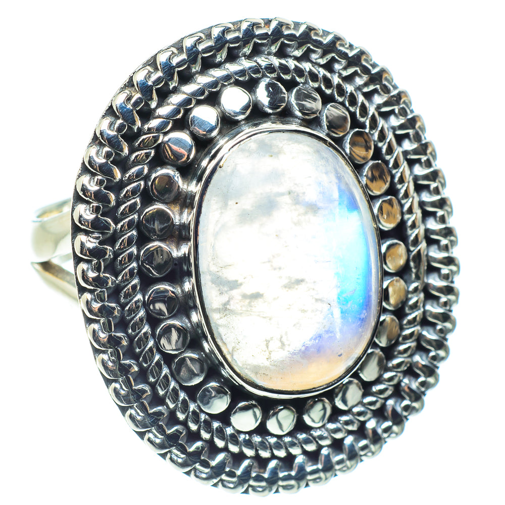 Rainbow Moonstone Rings handcrafted by Anasilvercos - RING58505