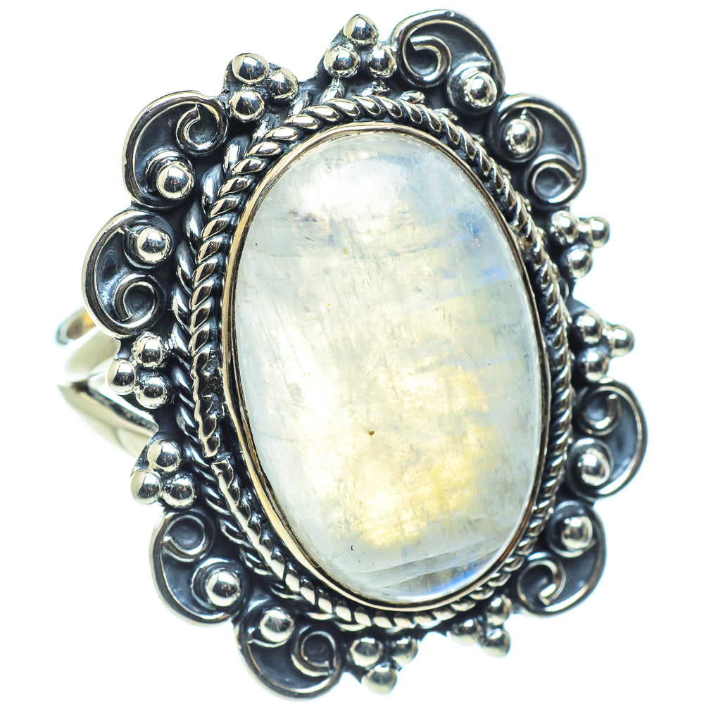 Rainbow Moonstone Rings handcrafted by Anasilvercos - RING58509