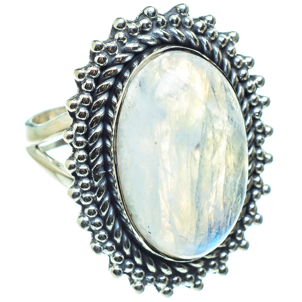 Rainbow Moonstone Rings handcrafted by Anasilvercos - RING58528