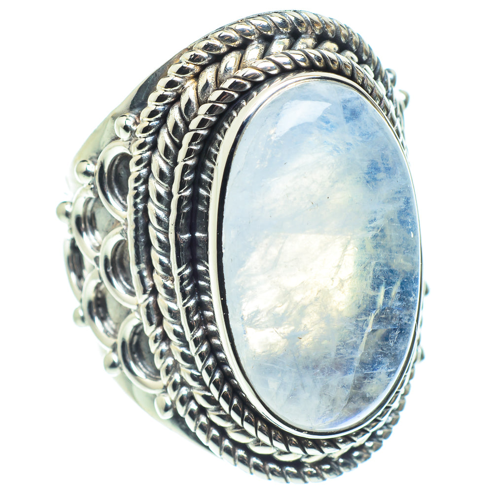 Rainbow Moonstone Rings handcrafted by Anasilvercos - RING58530