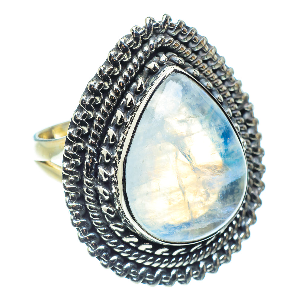 Rainbow Moonstone Rings handcrafted by Anasilvercos - RING58538