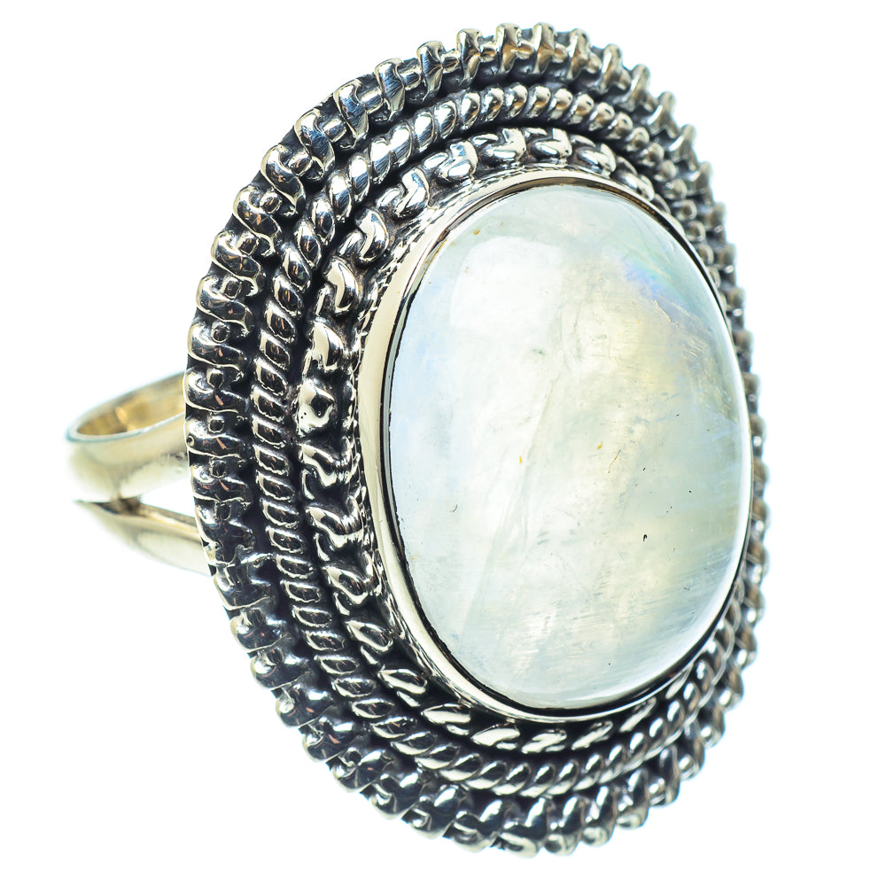 Rainbow Moonstone Rings handcrafted by Anasilvercos - RING58540
