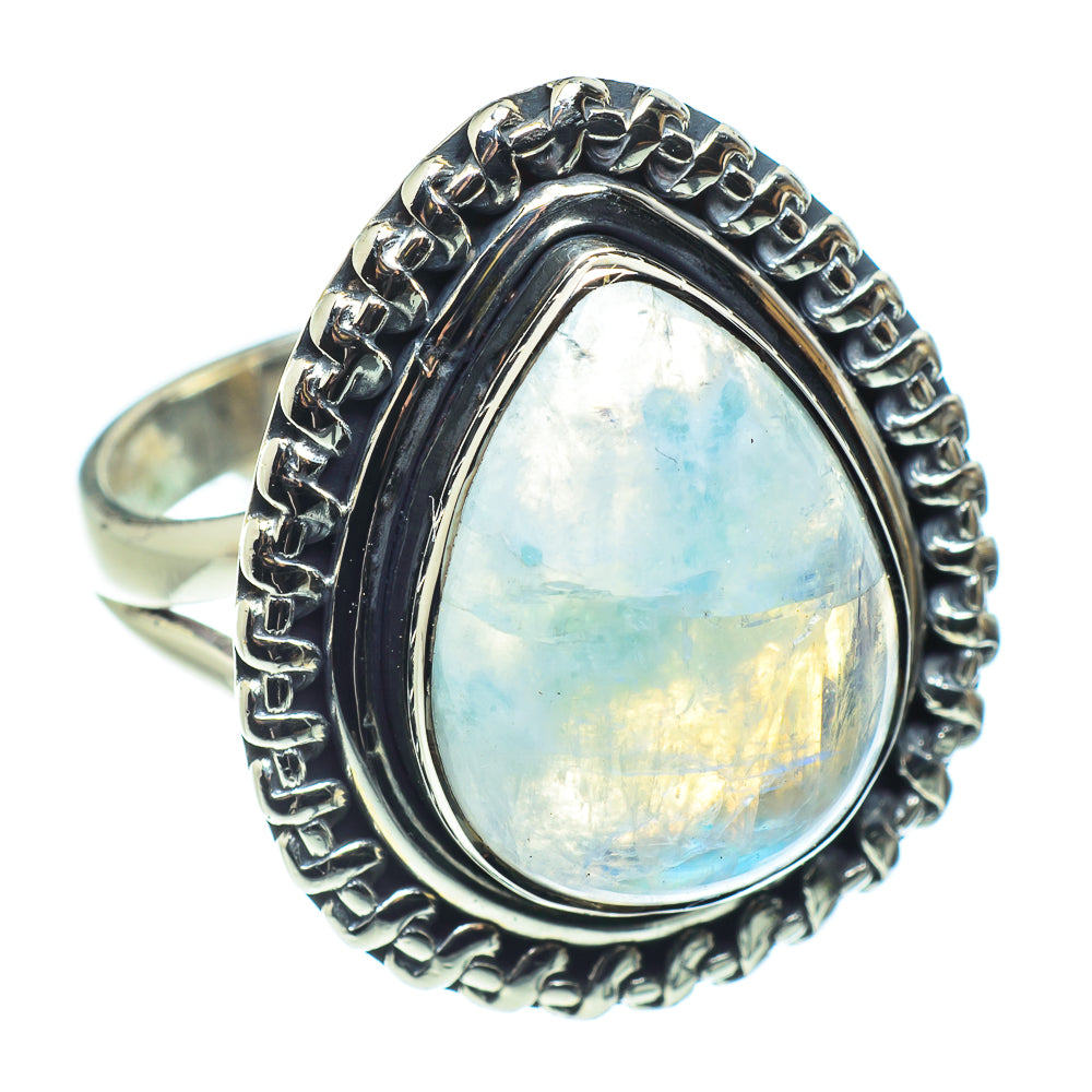 Rainbow Moonstone Rings handcrafted by Anasilvercos - RING58596