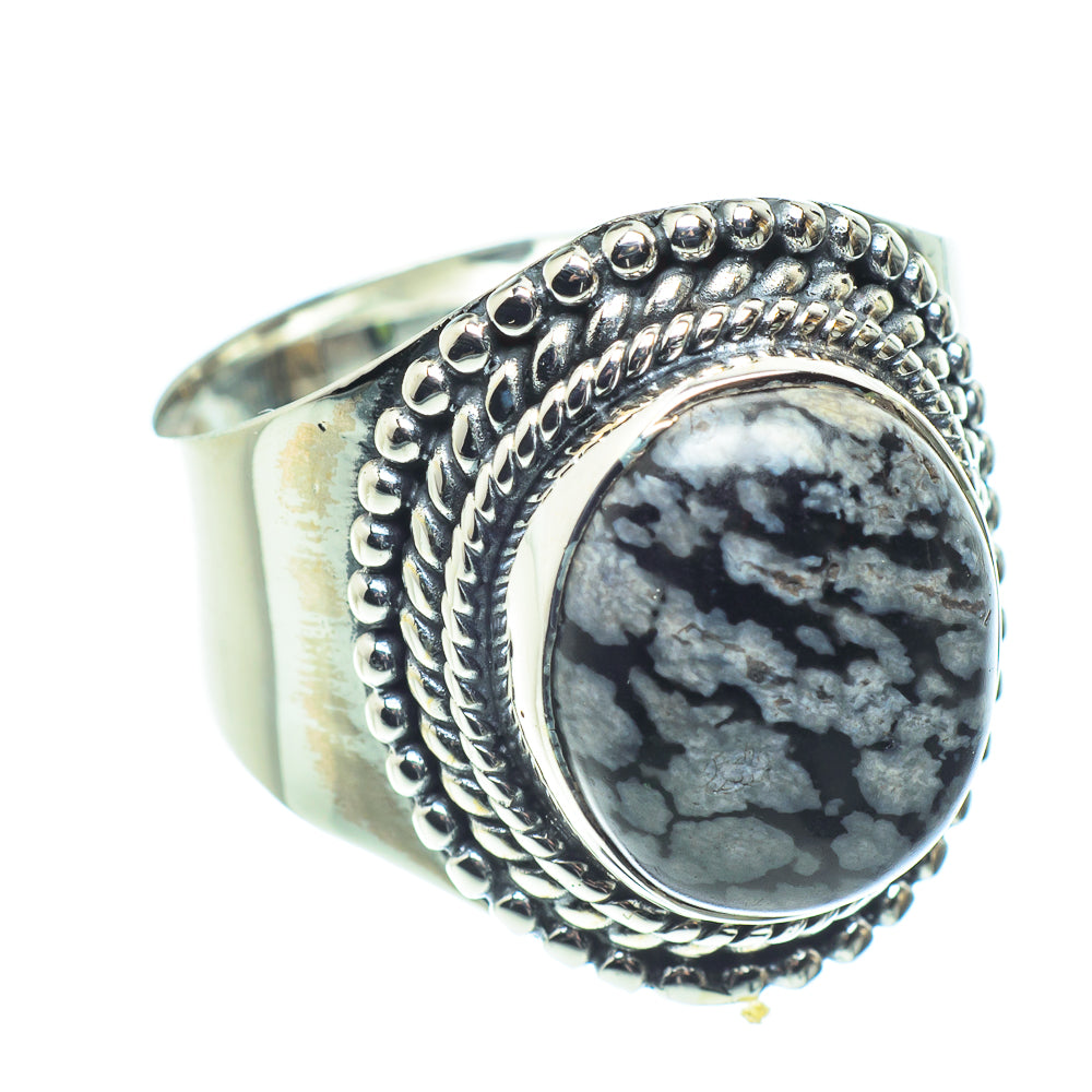 Snowflake Obsidian Rings handcrafted by Anasilvercos - RING58623