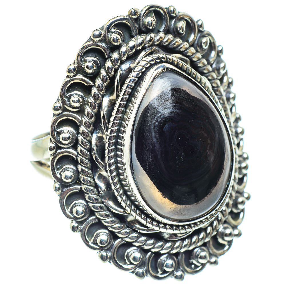Black Botswana Agate Rings handcrafted by Anasilvercos - RING58646