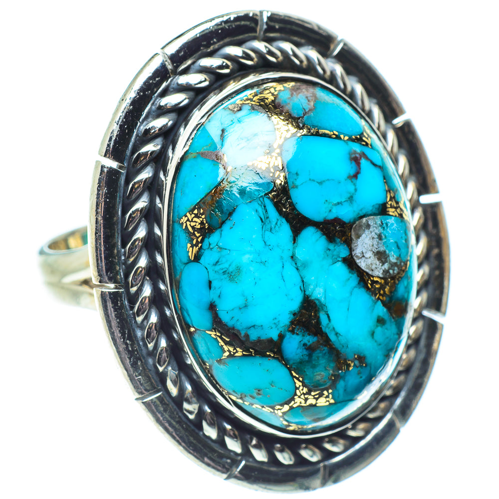 Blue Copper Composite Turquoise Rings handcrafted by Anasilvercos - RING58650