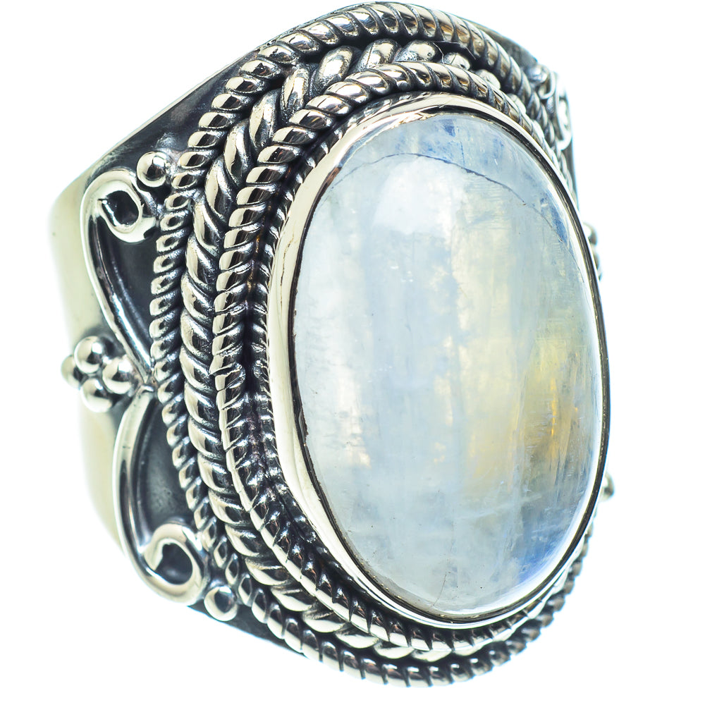 Rainbow Moonstone Rings handcrafted by Anasilvercos - RING58671