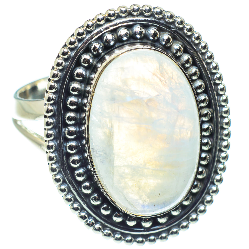 Rainbow Moonstone Rings handcrafted by Anasilvercos - RING58726