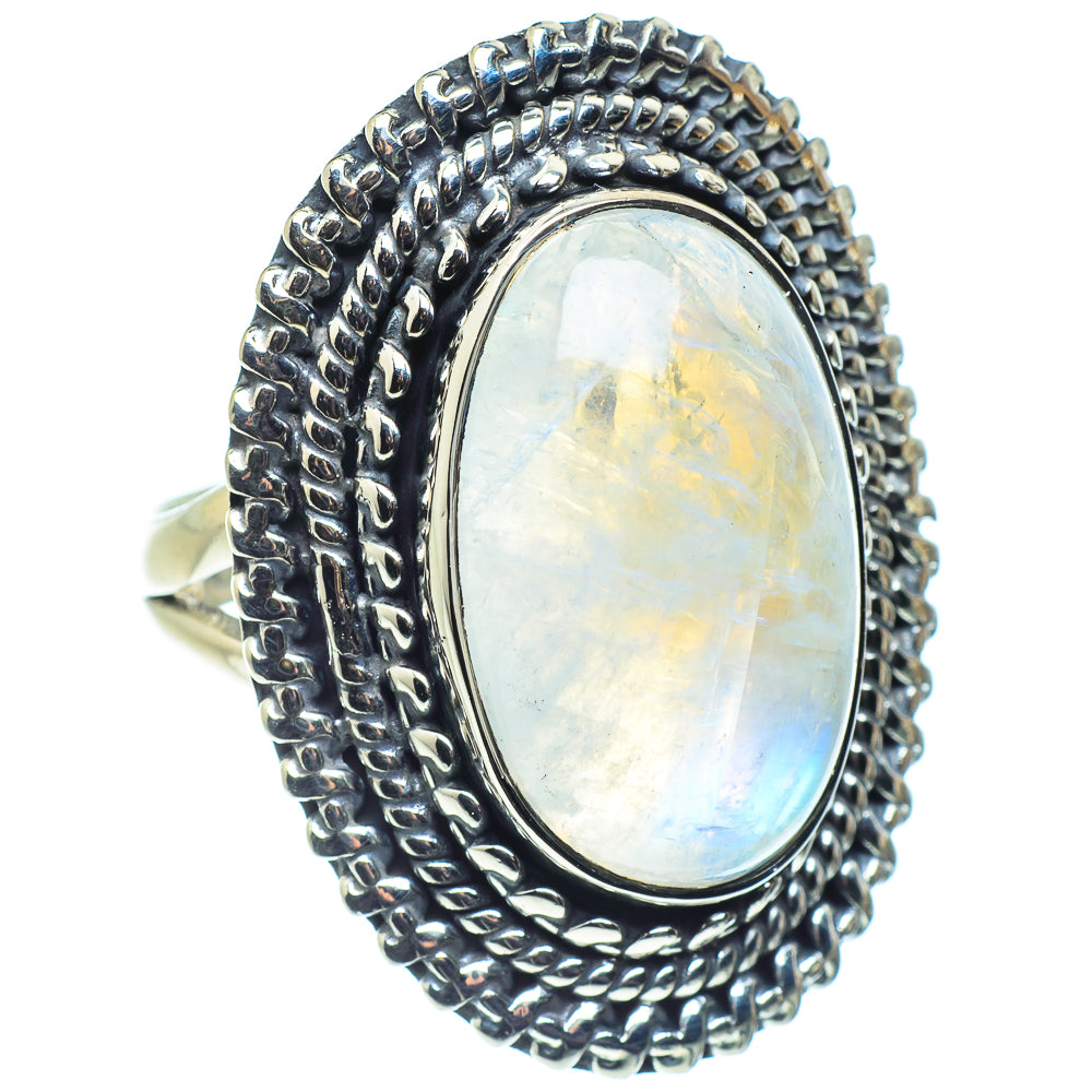 Rainbow Moonstone Rings handcrafted by Anasilvercos - RING58727