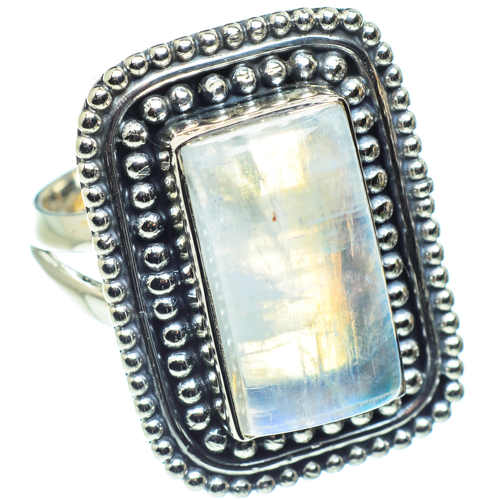 Rainbow Moonstone Rings handcrafted by Anasilvercos - RING58728