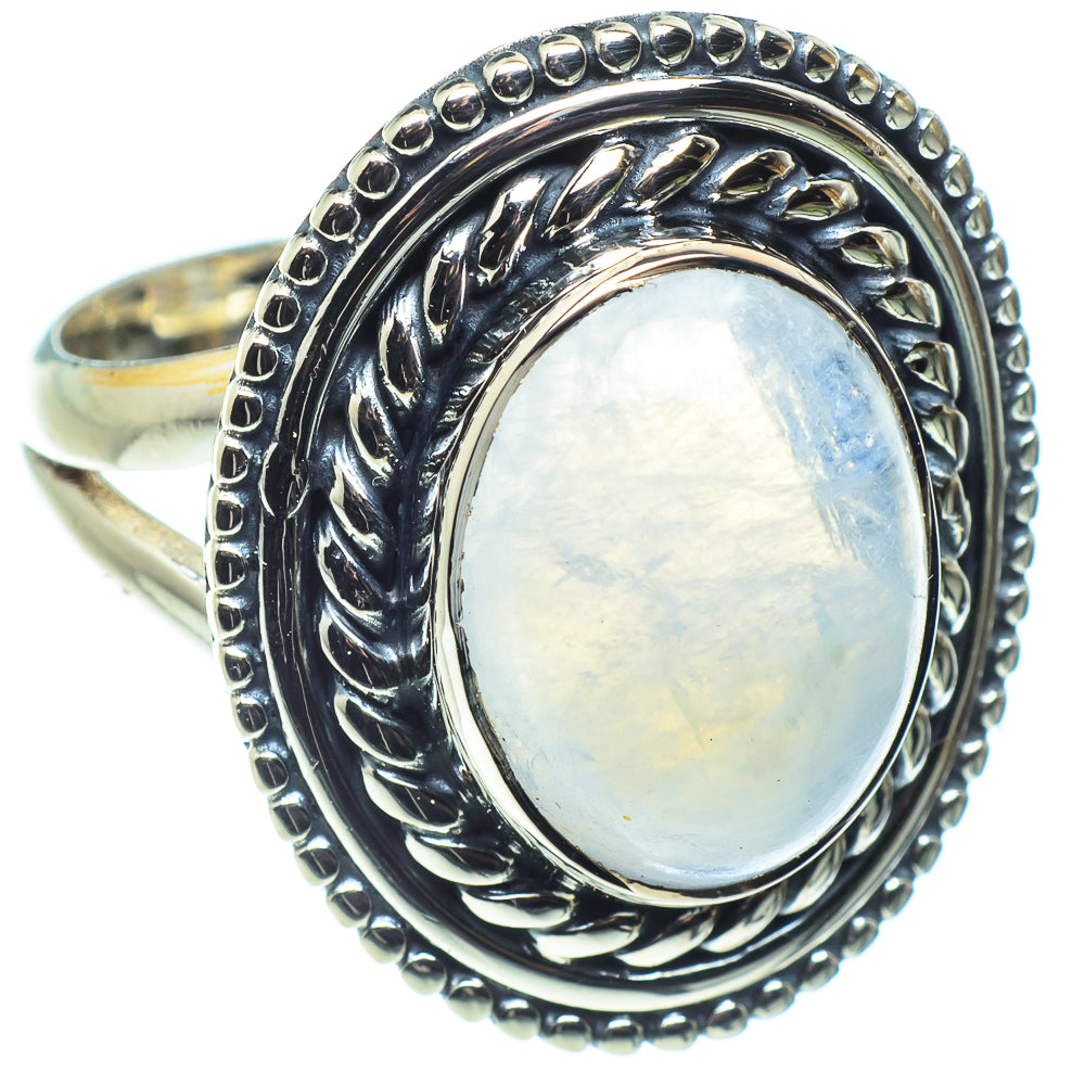 Rainbow Moonstone Rings handcrafted by Anasilvercos - RING58747