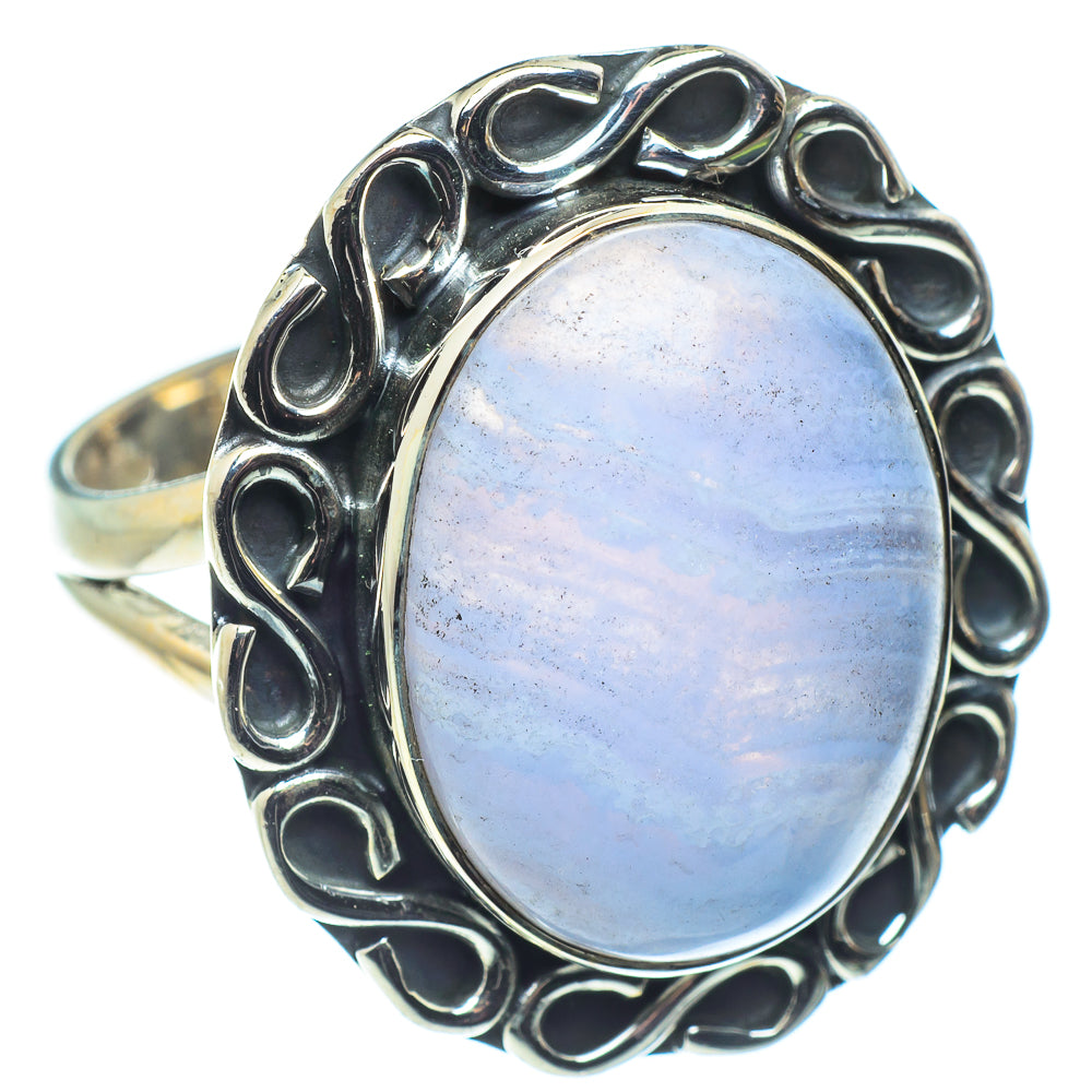 Blue Lace Agate Rings handcrafted by Anasilvercos - RING58778