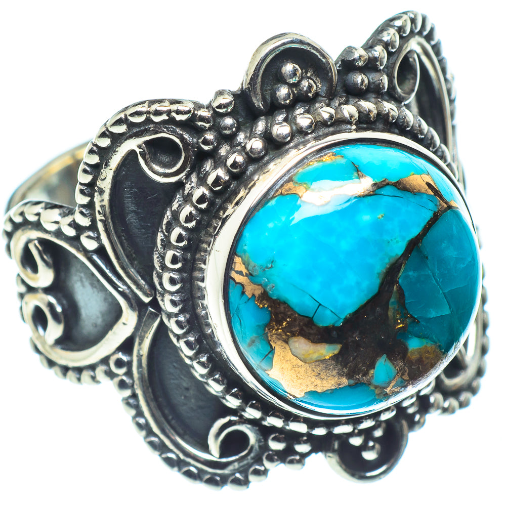 Blue Copper Composite Turquoise Rings handcrafted by Anasilvercos - RING58783