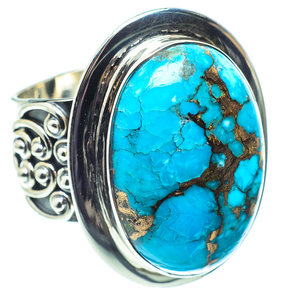 Blue Copper Composite Turquoise Rings handcrafted by Anasilvercos - RING58788
