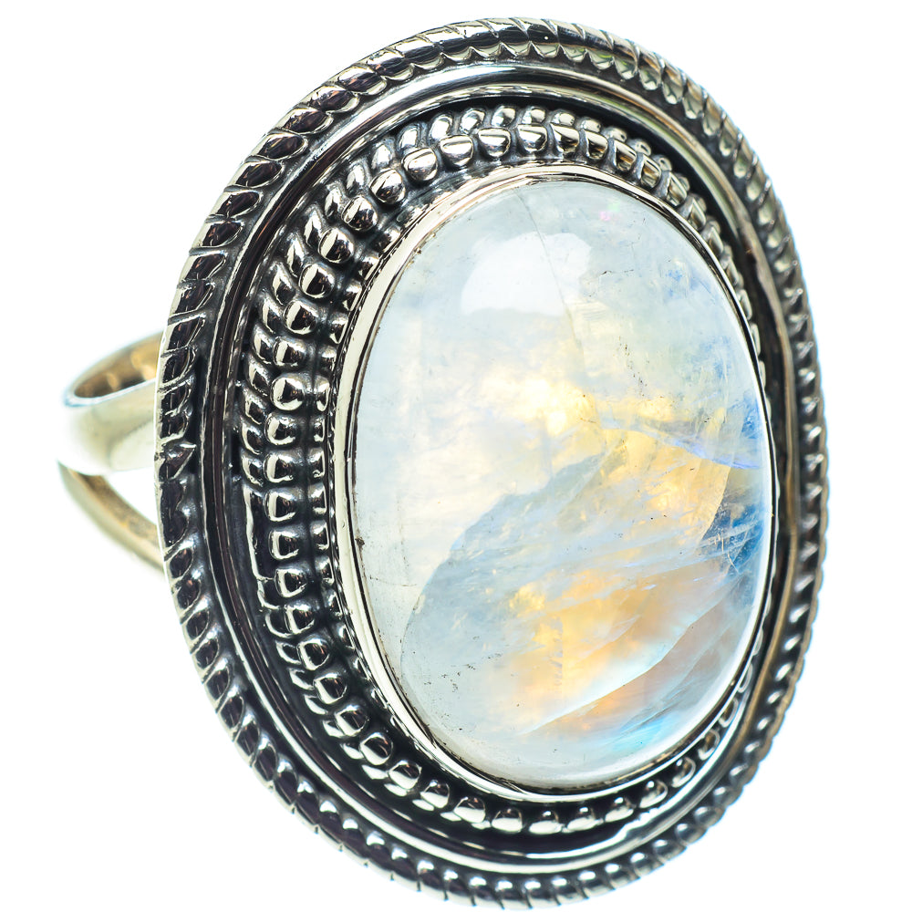 Rainbow Moonstone Rings handcrafted by Anasilvercos - RING58804