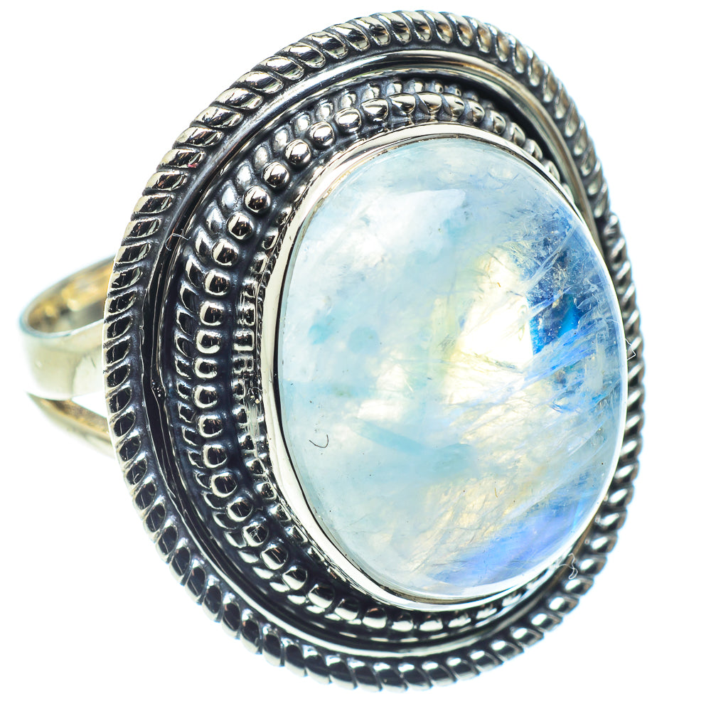 Rainbow Moonstone Rings handcrafted by Anasilvercos - RING58823