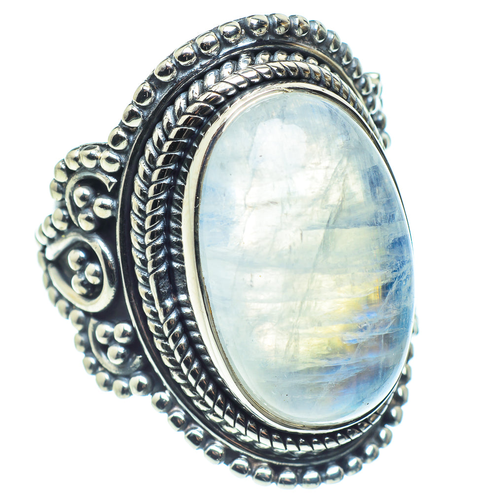 Rainbow Moonstone Rings handcrafted by Anasilvercos - RING58871