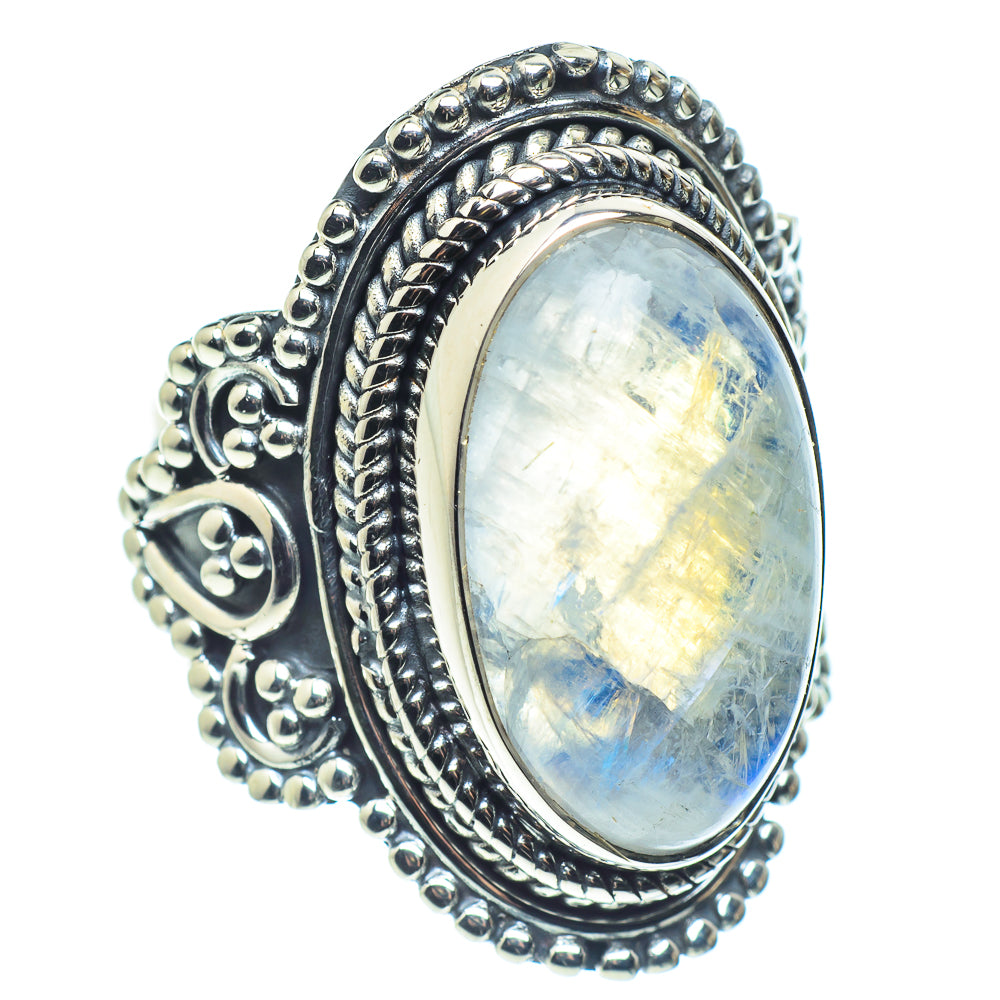 Rainbow Moonstone Rings handcrafted by Anasilvercos - RING58885