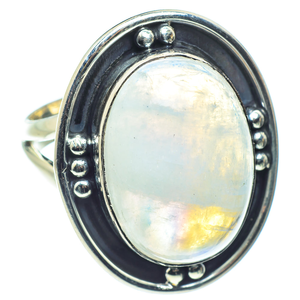 Rainbow Moonstone Rings handcrafted by Anasilvercos - RING58898