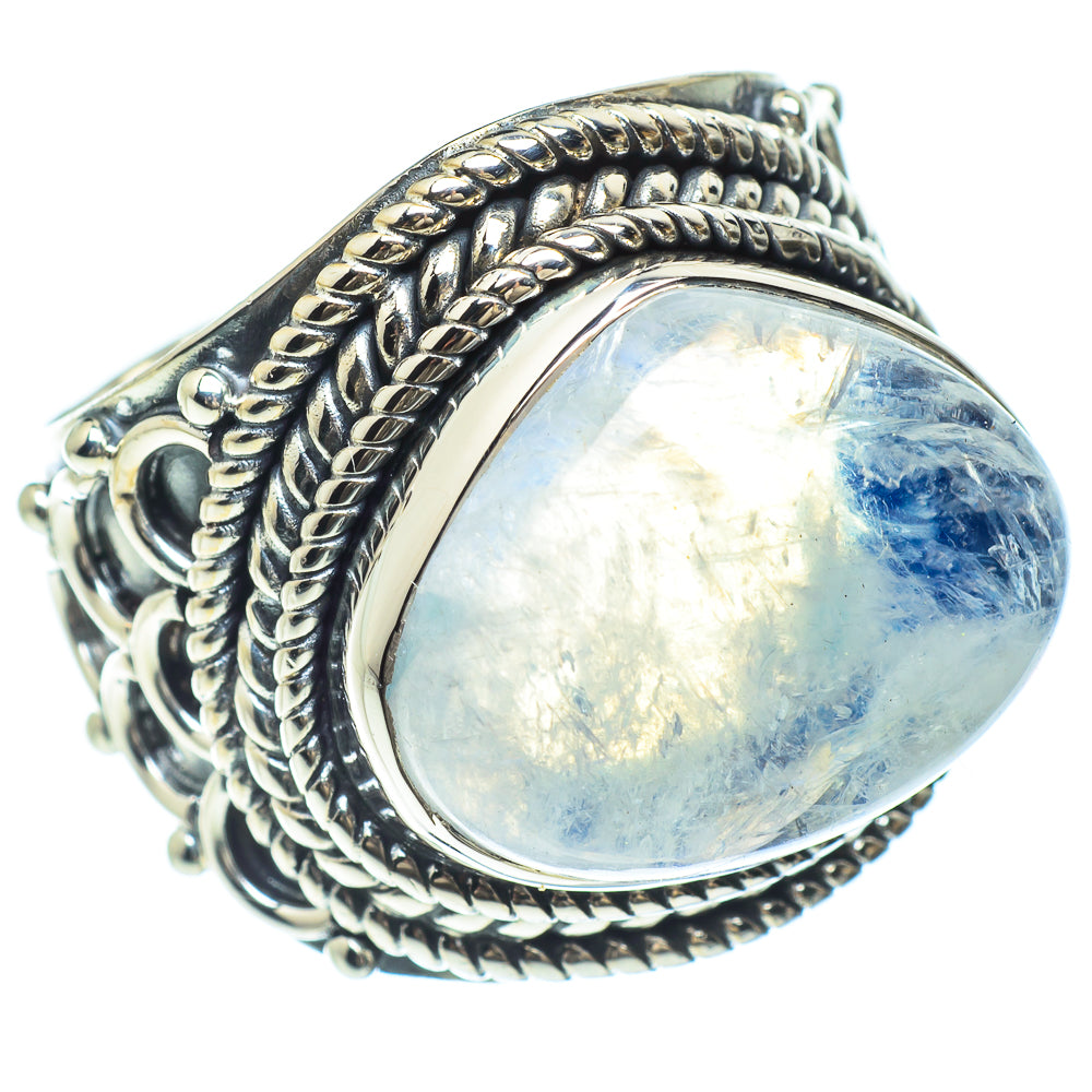 Rainbow Moonstone Rings handcrafted by Anasilvercos - RING58913
