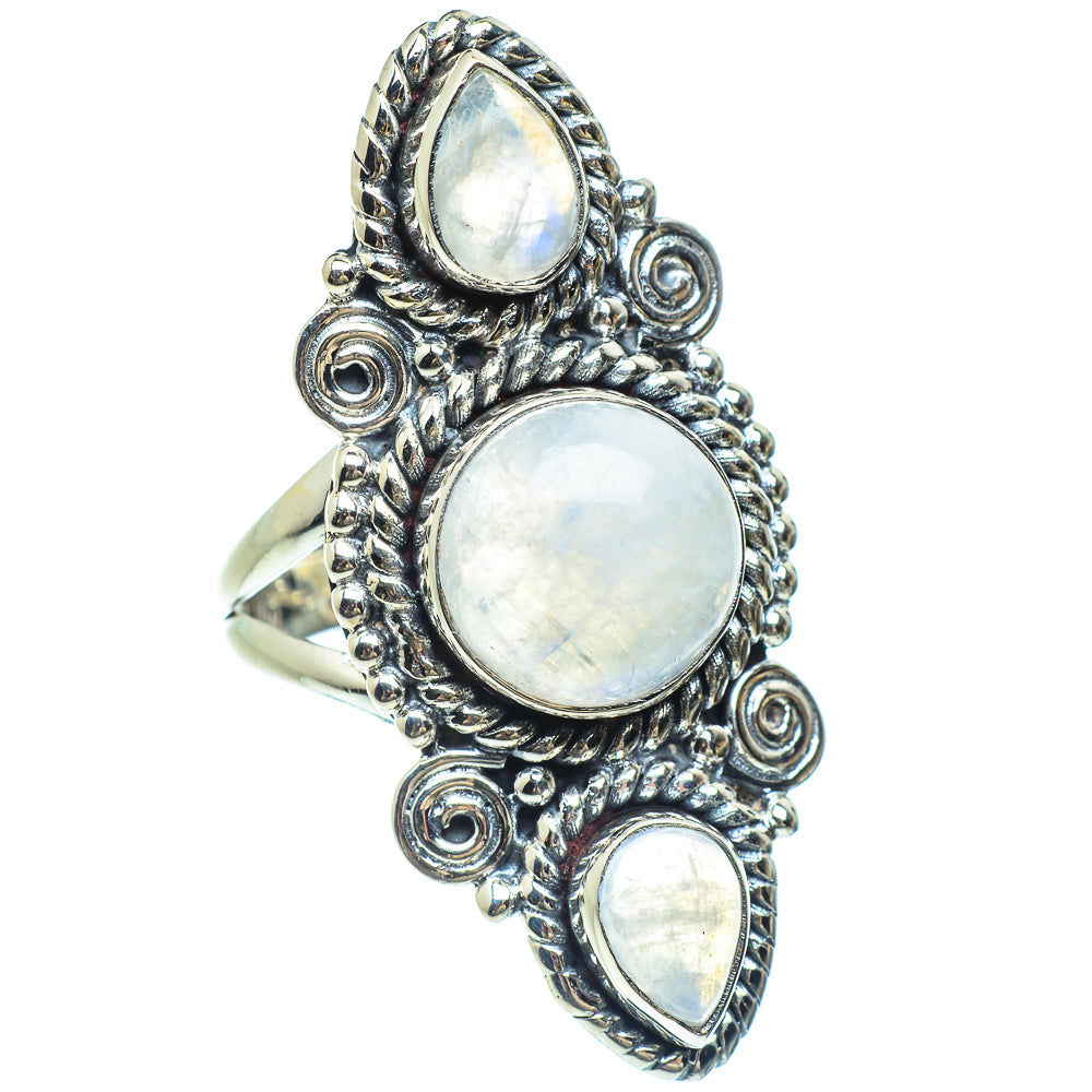 Rainbow Moonstone Rings handcrafted by Anasilvercos - RING58933