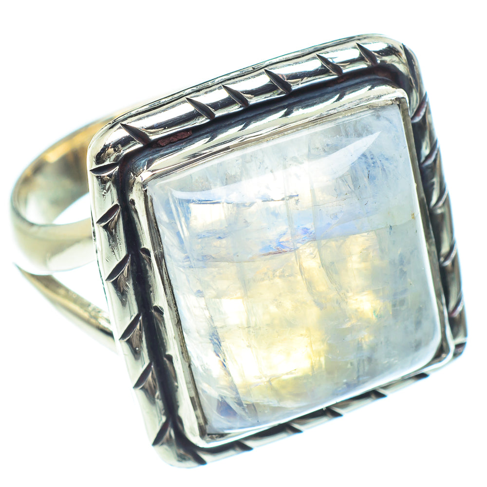 Rainbow Moonstone Rings handcrafted by Anasilvercos - RING59009