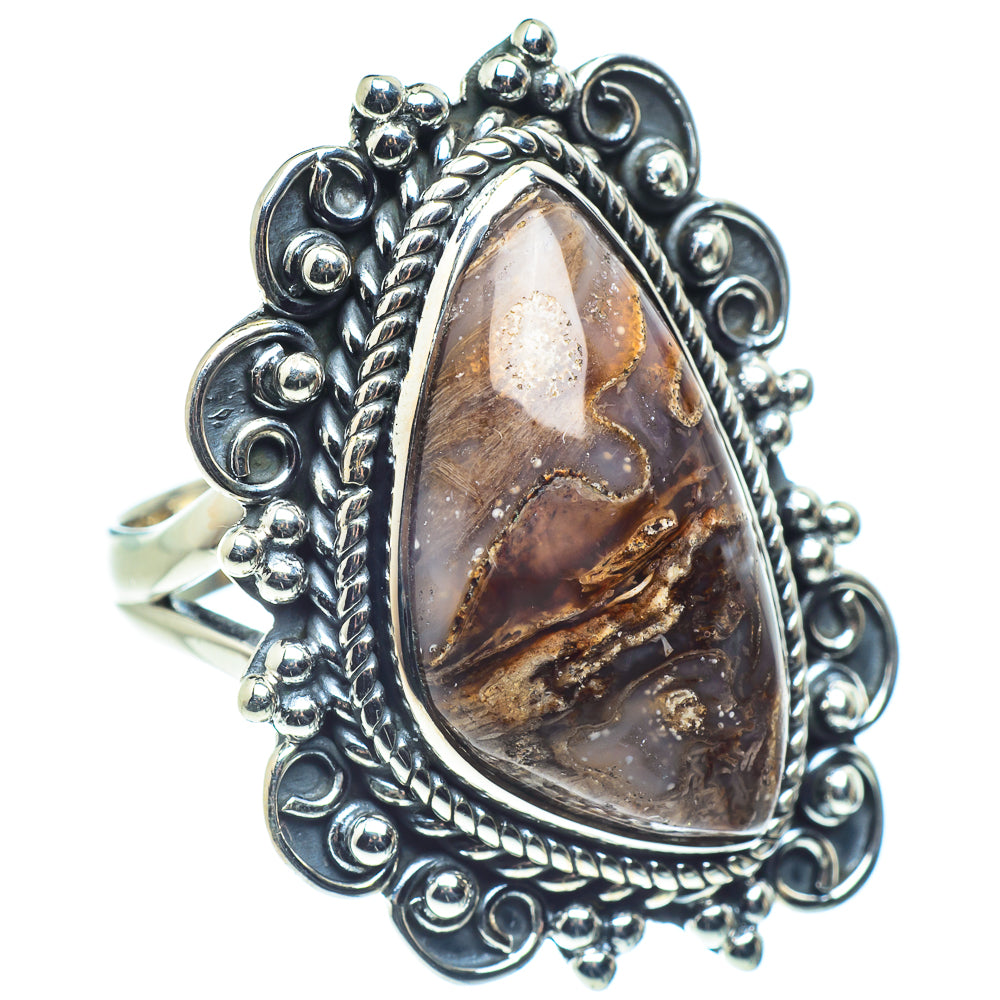 Turritella Agate Rings handcrafted by Anasilvercos - RING59011