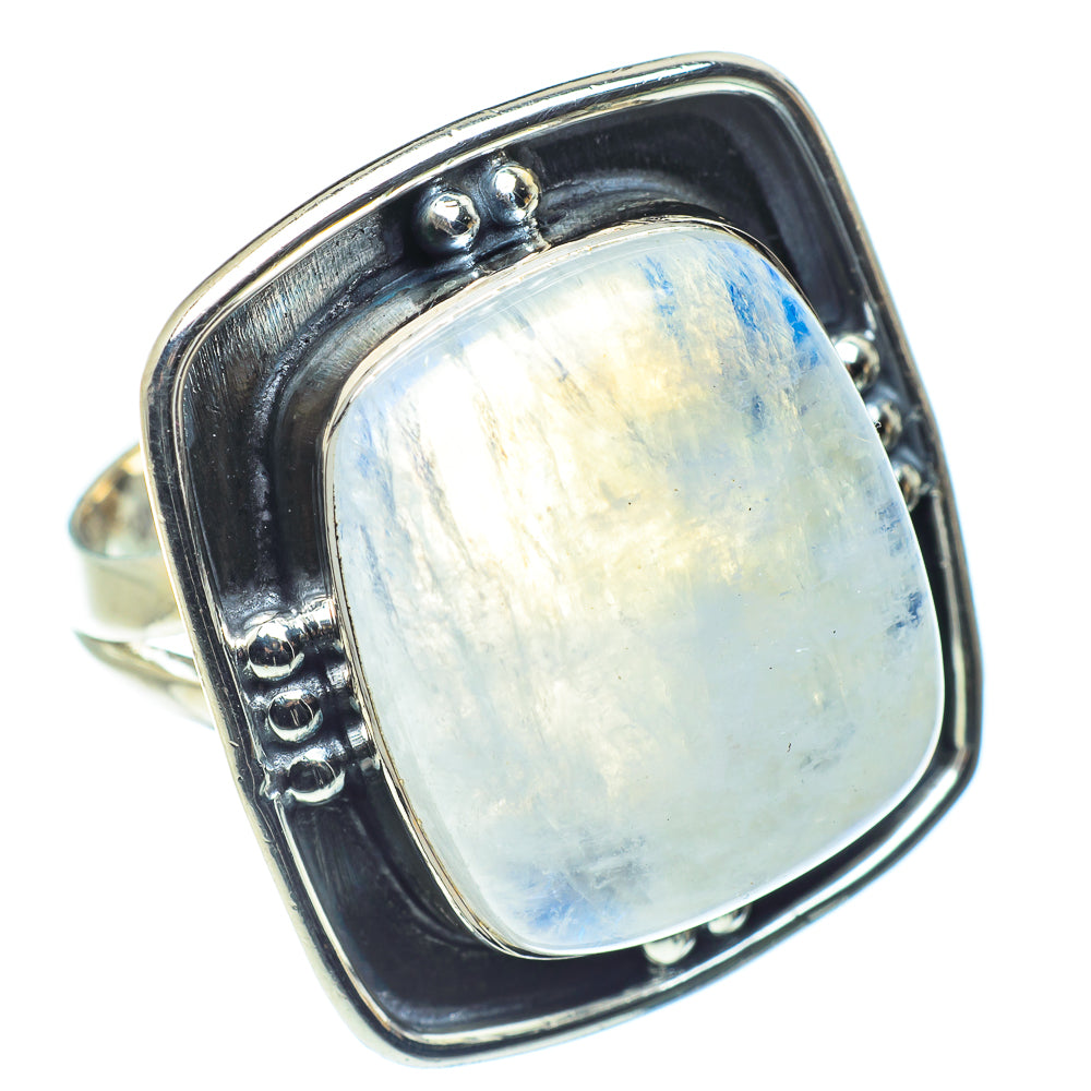 Rainbow Moonstone Rings handcrafted by Anasilvercos - RING59013