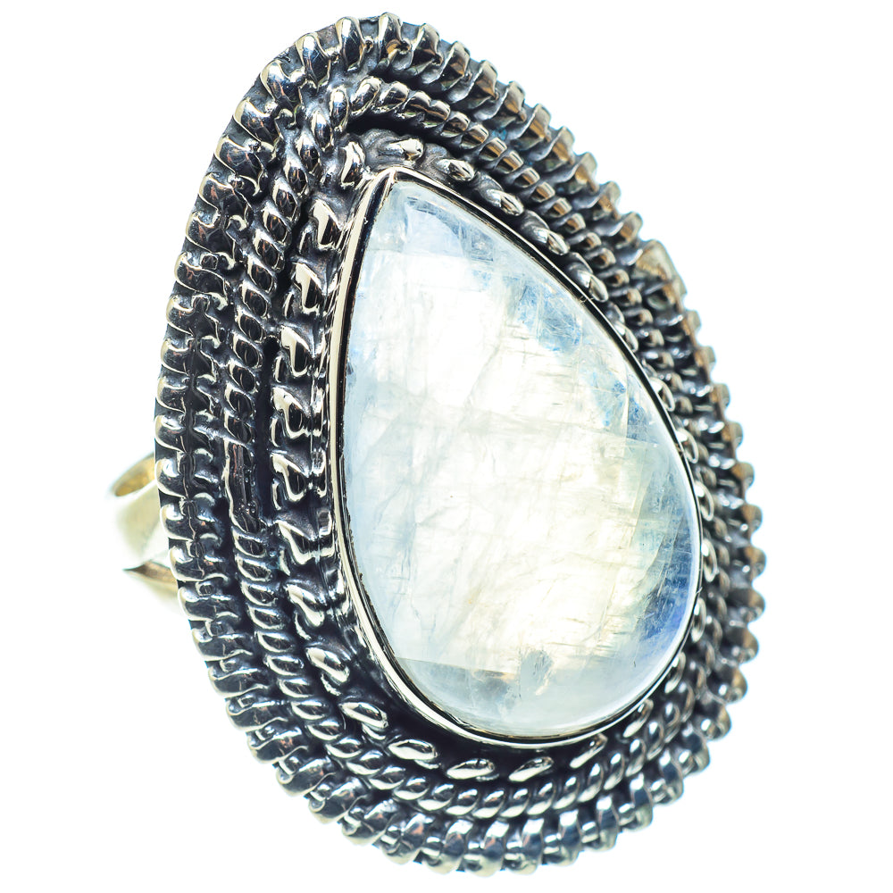 Rainbow Moonstone Rings handcrafted by Anasilvercos - RING59014