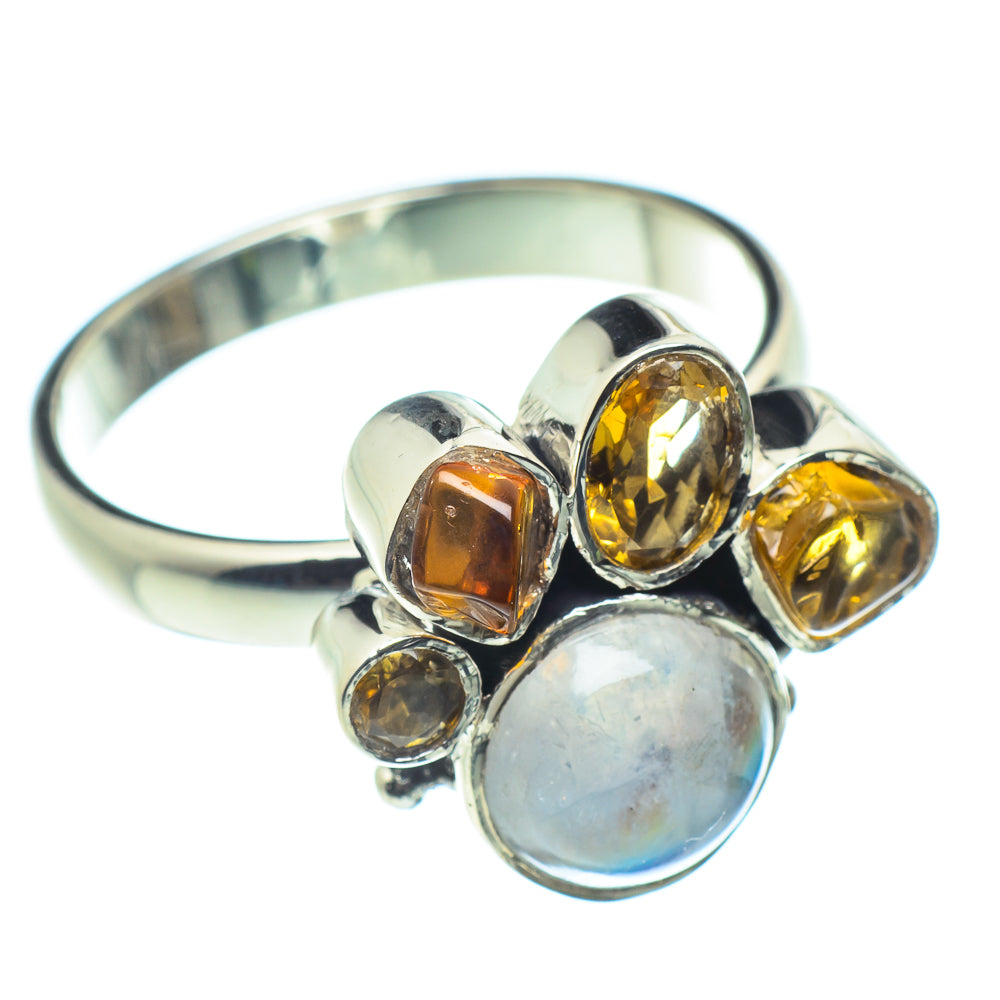 Rainbow Moonstone Rings handcrafted by Anasilvercos - RING59028