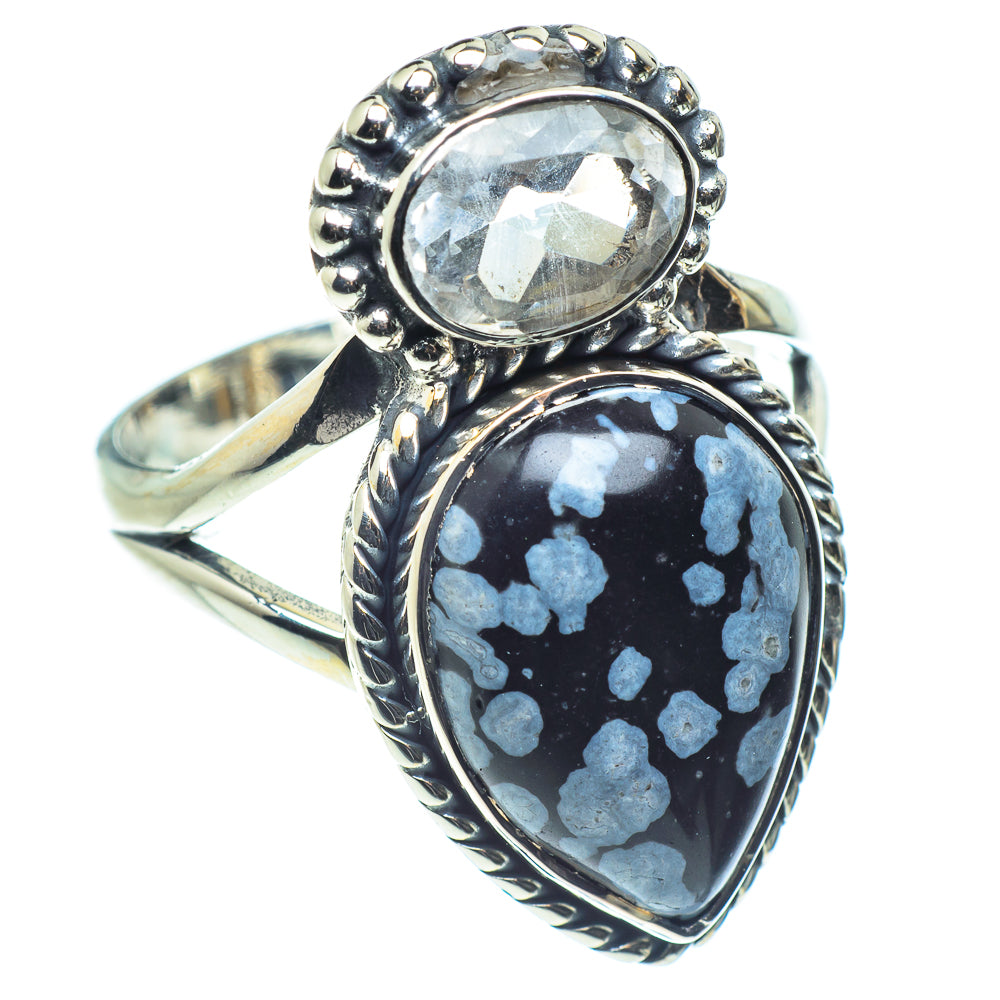Snowflake Obsidian Rings handcrafted by Anasilvercos - RING59076