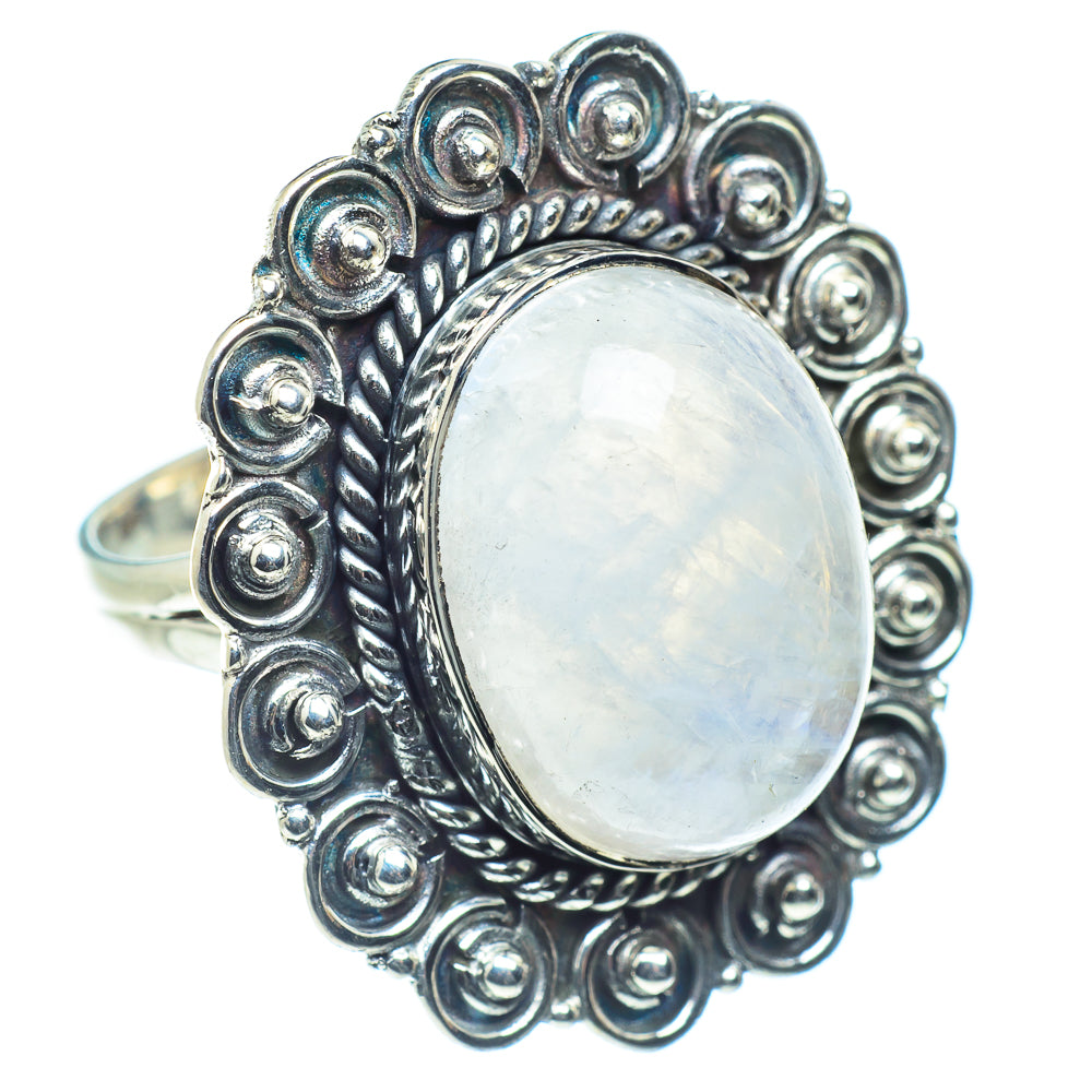 Rainbow Moonstone Rings handcrafted by Anasilvercos - RING59105
