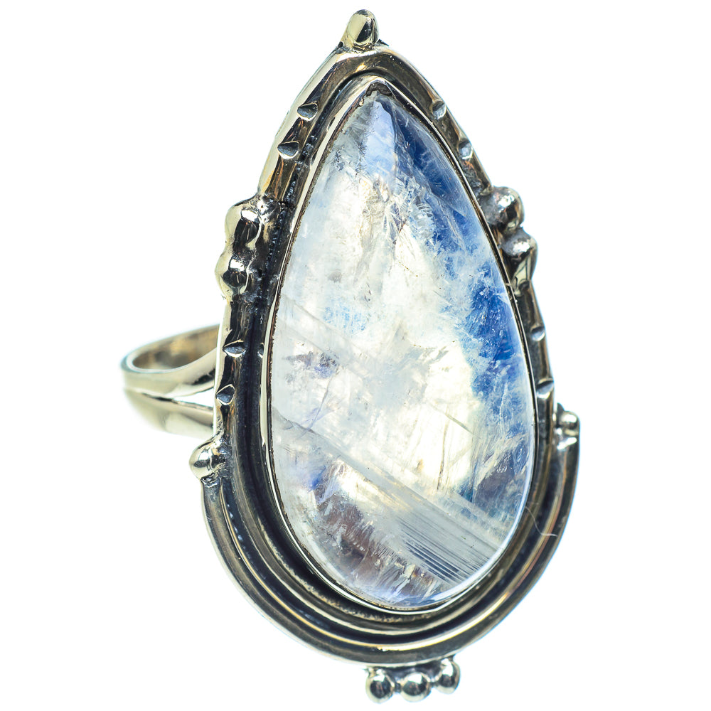 Rainbow Moonstone Rings handcrafted by Anasilvercos - RING59125