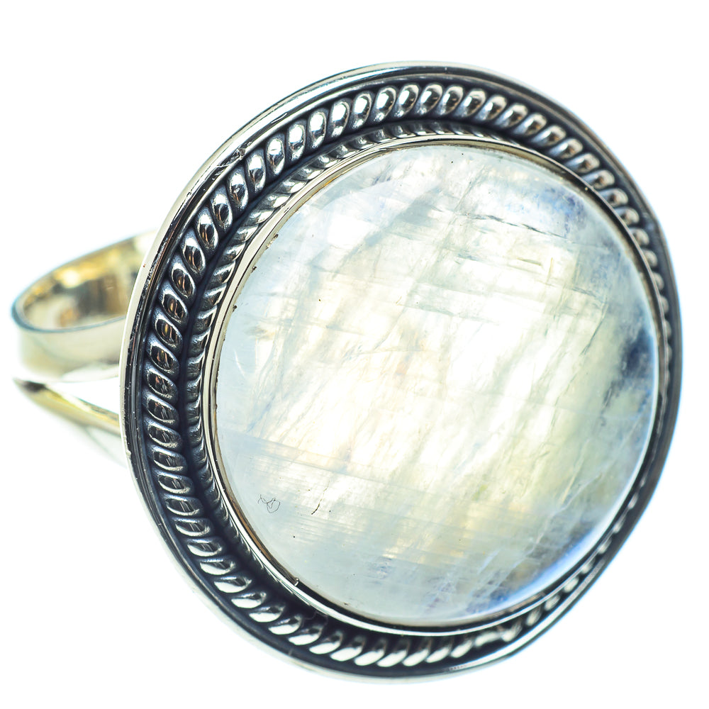 Rainbow Moonstone Rings handcrafted by Anasilvercos - RING59149