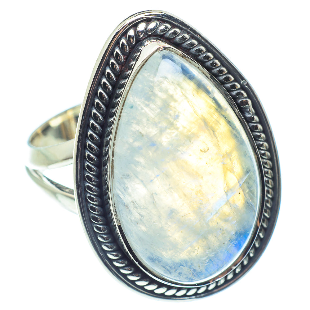 Rainbow Moonstone Rings handcrafted by Anasilvercos - RING59169