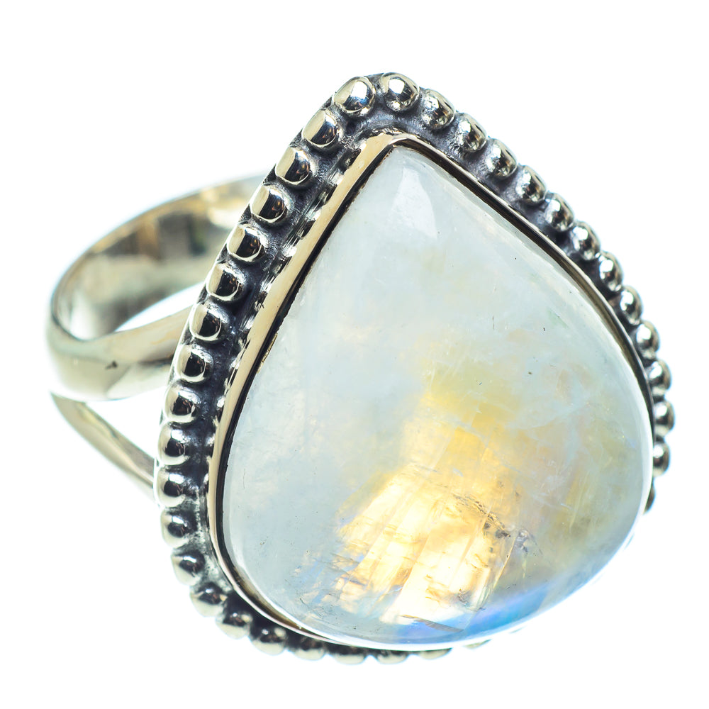Rainbow Moonstone Rings handcrafted by Anasilvercos - RING59170