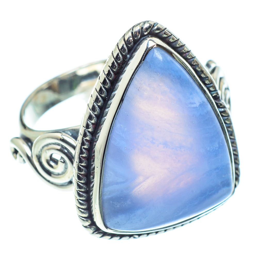 Blue Lace Agate Rings handcrafted by Anasilvercos - RING59184