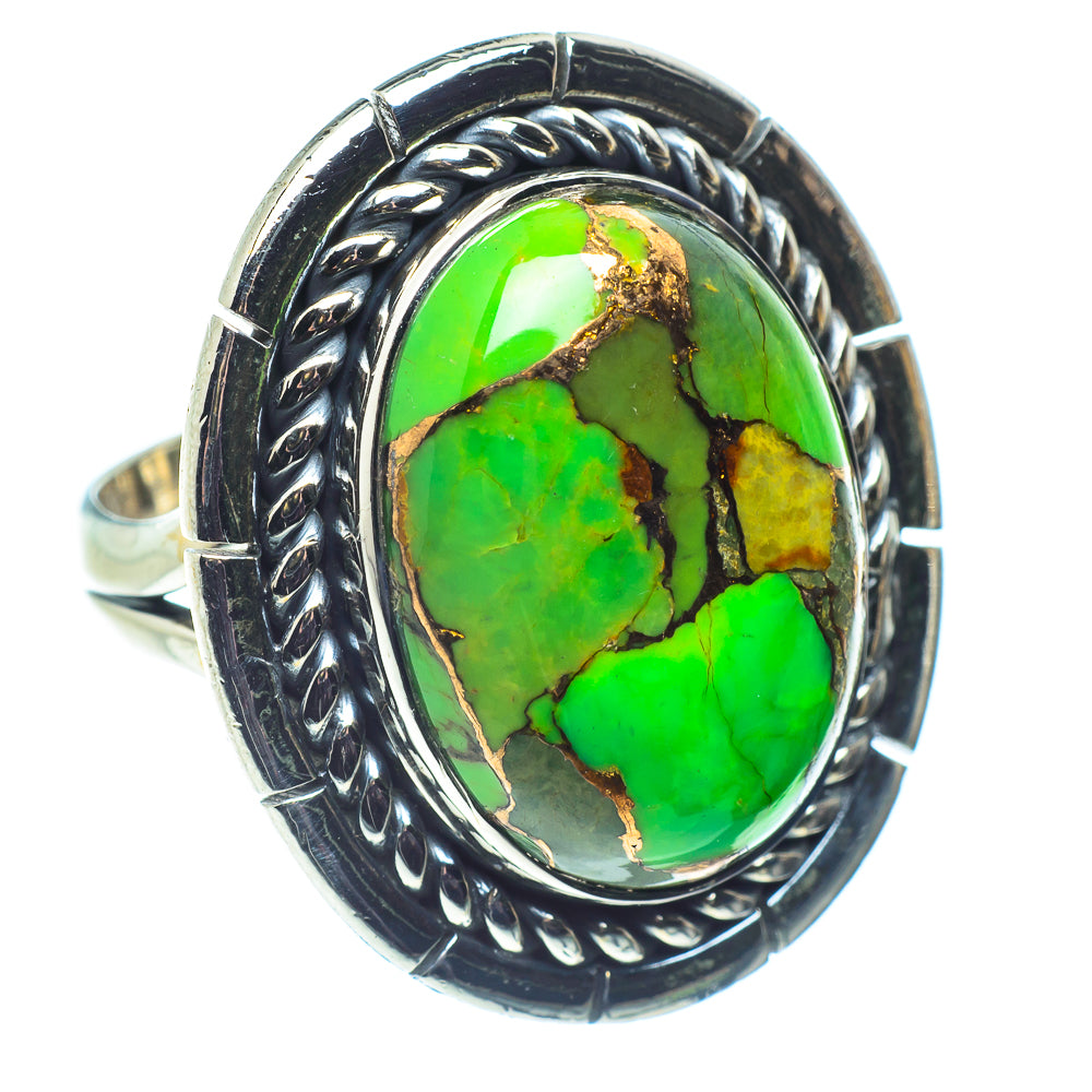 Green Copper Composite Turquoise Rings handcrafted by Anasilvercos - RING59192