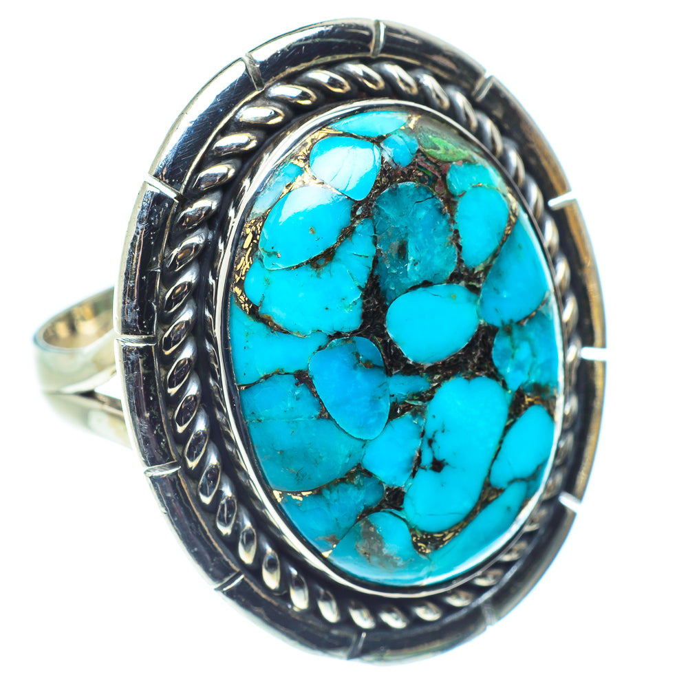 Blue Copper Composite Turquoise Rings handcrafted by Anasilvercos - RING59218