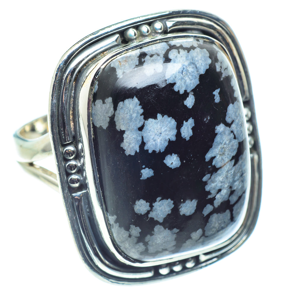 Snowflake Obsidian Rings handcrafted by Anasilvercos - RING59232