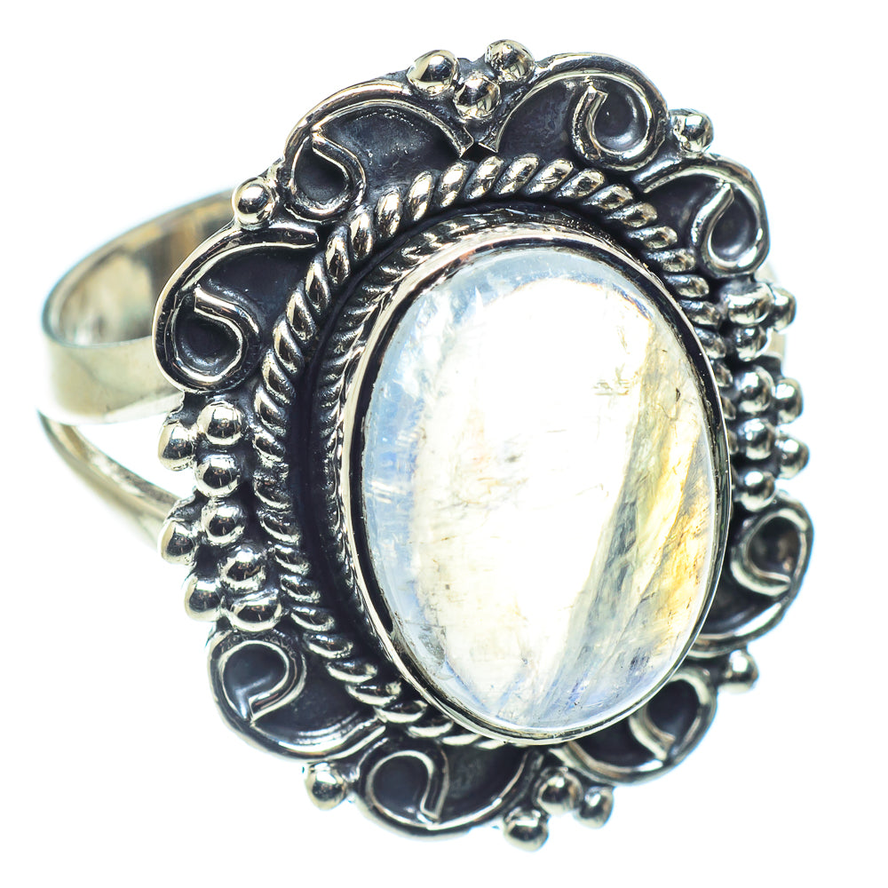 Rainbow Moonstone Rings handcrafted by Anasilvercos - RING59281