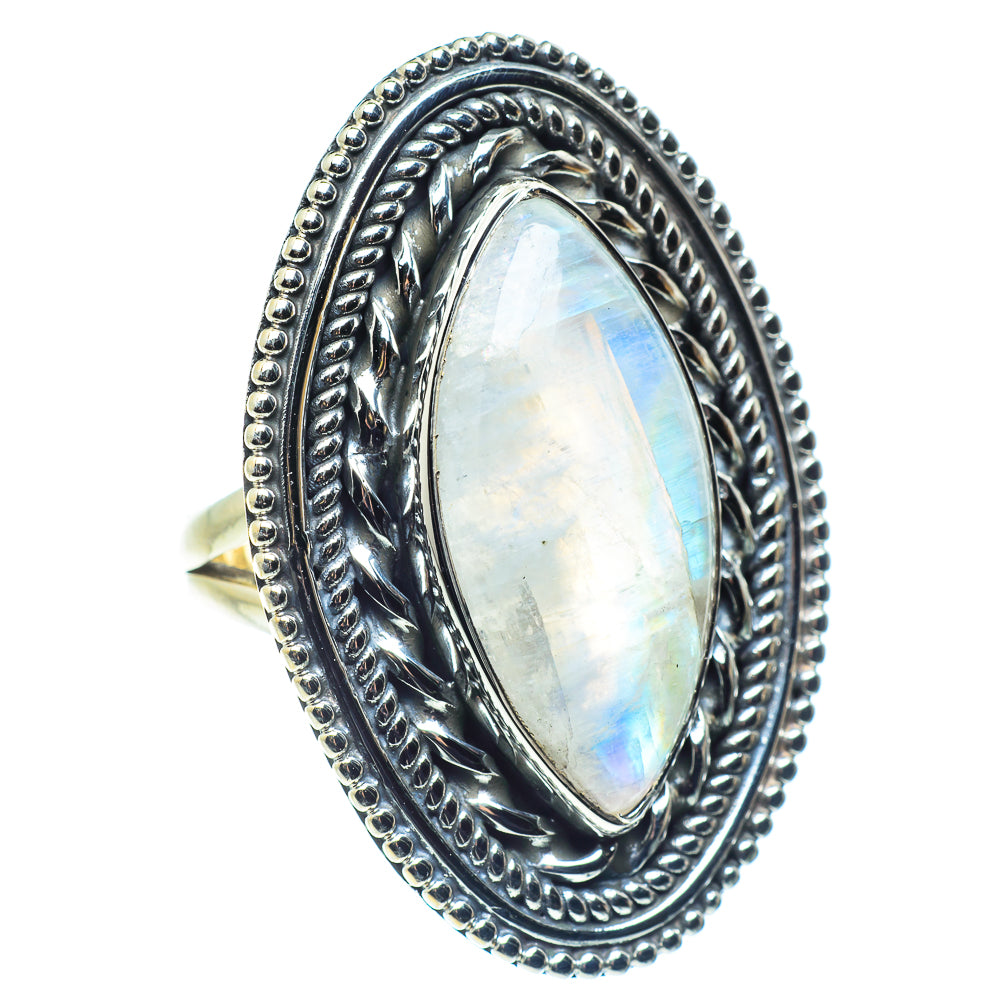 Rainbow Moonstone Rings handcrafted by Anasilvercos - RING59301