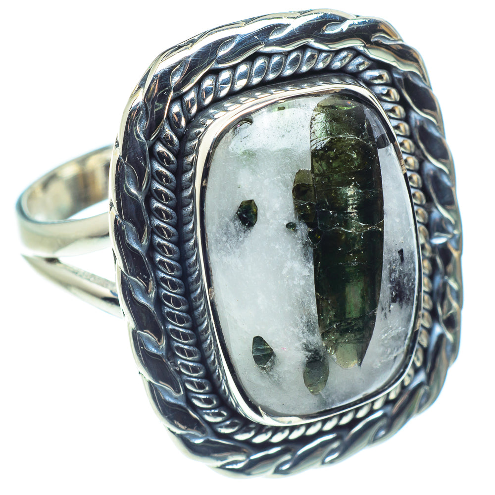 Green Tourmaline In Quartz Rings handcrafted by Anasilvercos - RING59305